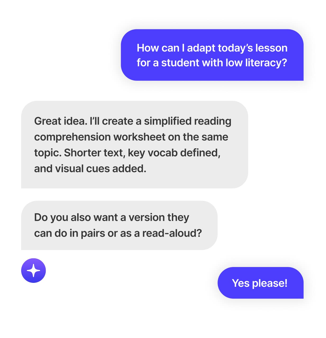AI chat interface for educational support