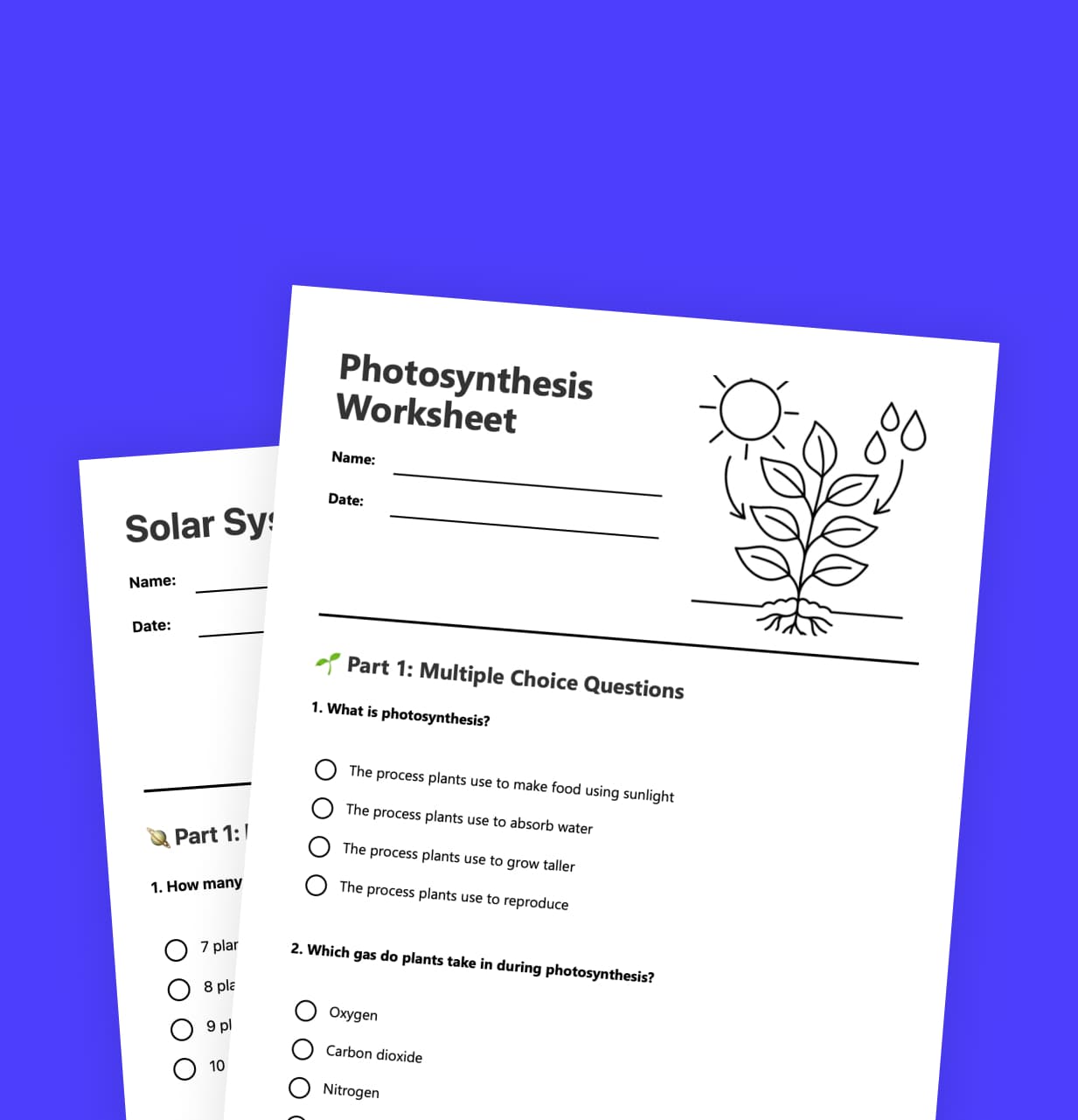 Differentiated worksheet generation for MATs