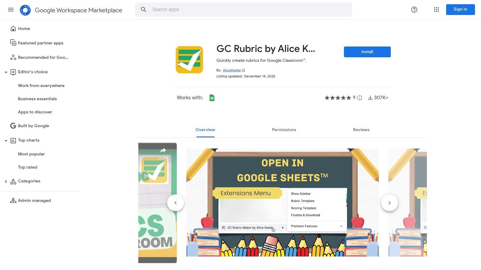 GC Rubric by Alice Keeler (Google Sheets add‑on)