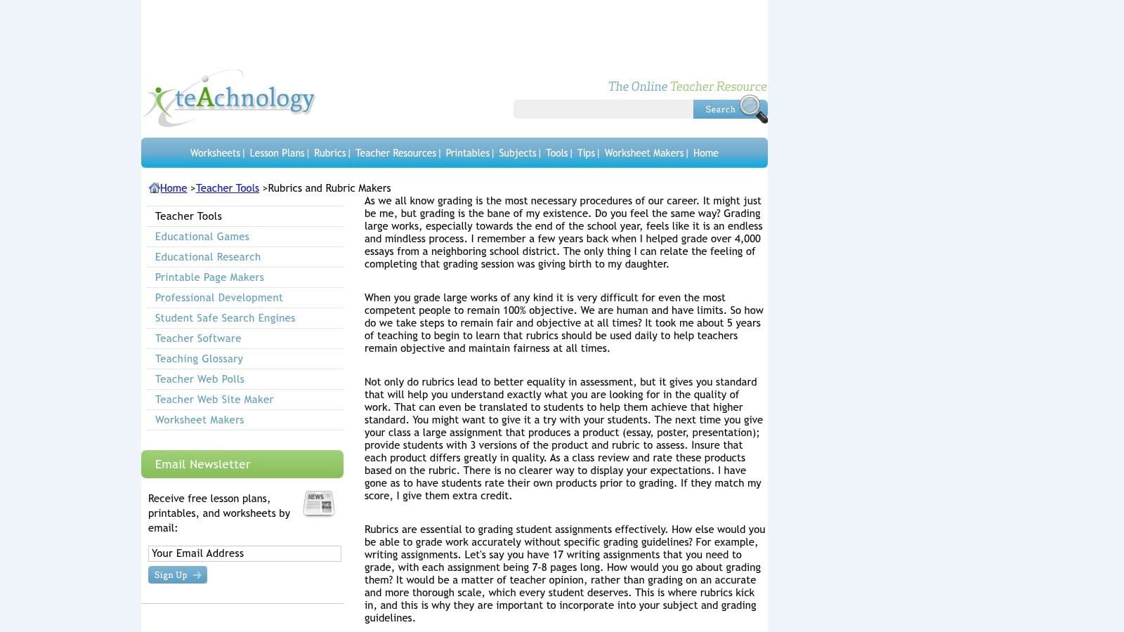 Teach-nology Rubric Makers