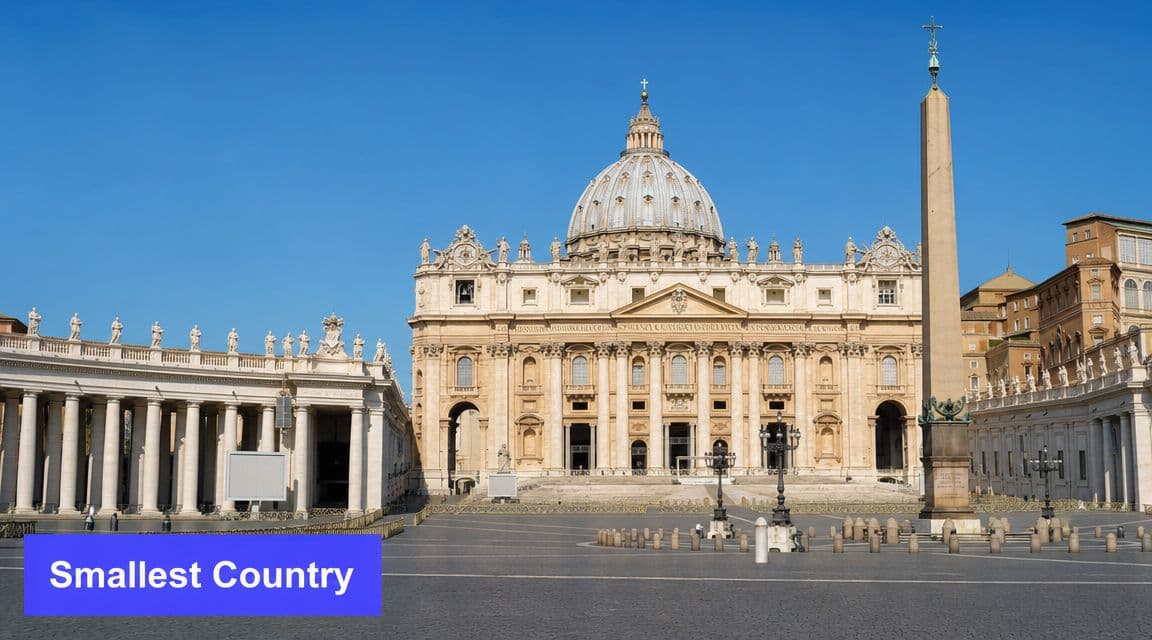 A wide angle view of St. Peter's Basilica in Vatican City, the world's smallest independent country.