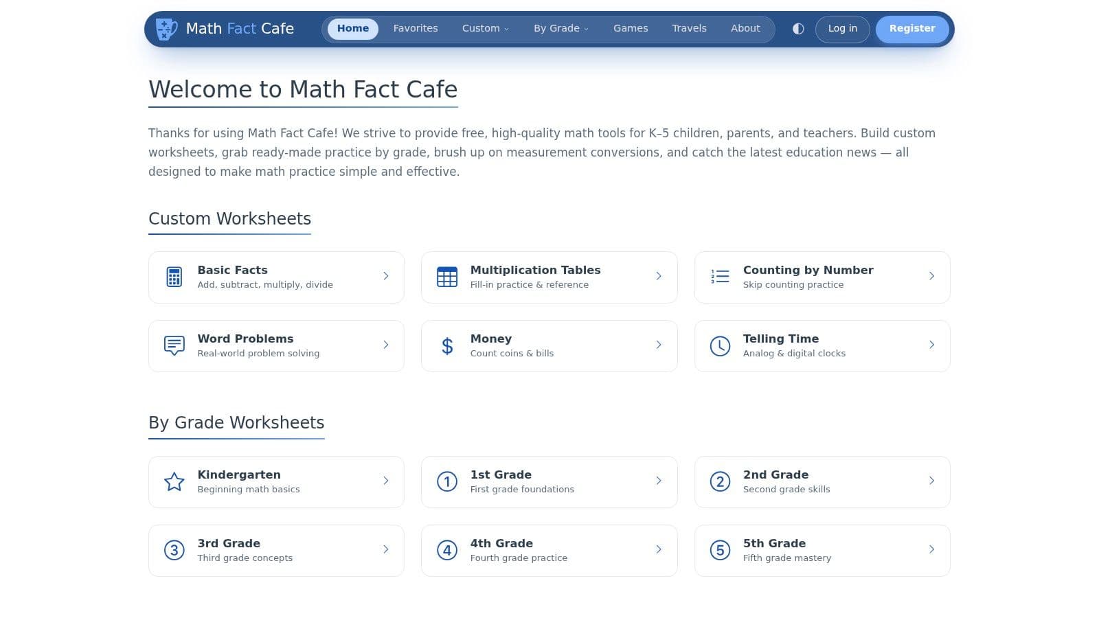 Math Fact Cafe