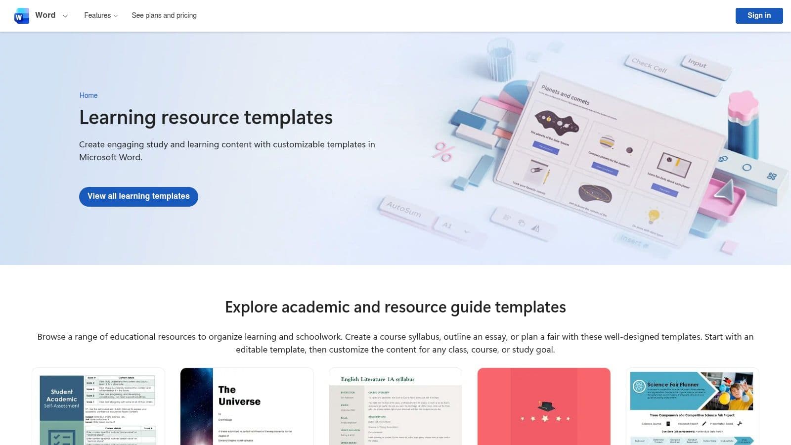 Microsoft Word Learning Templates