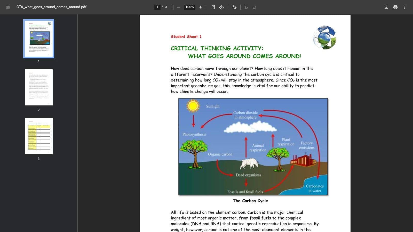 PBS LearningMedia, Carbon Cycle Resources (Teacher Guides + Activities)