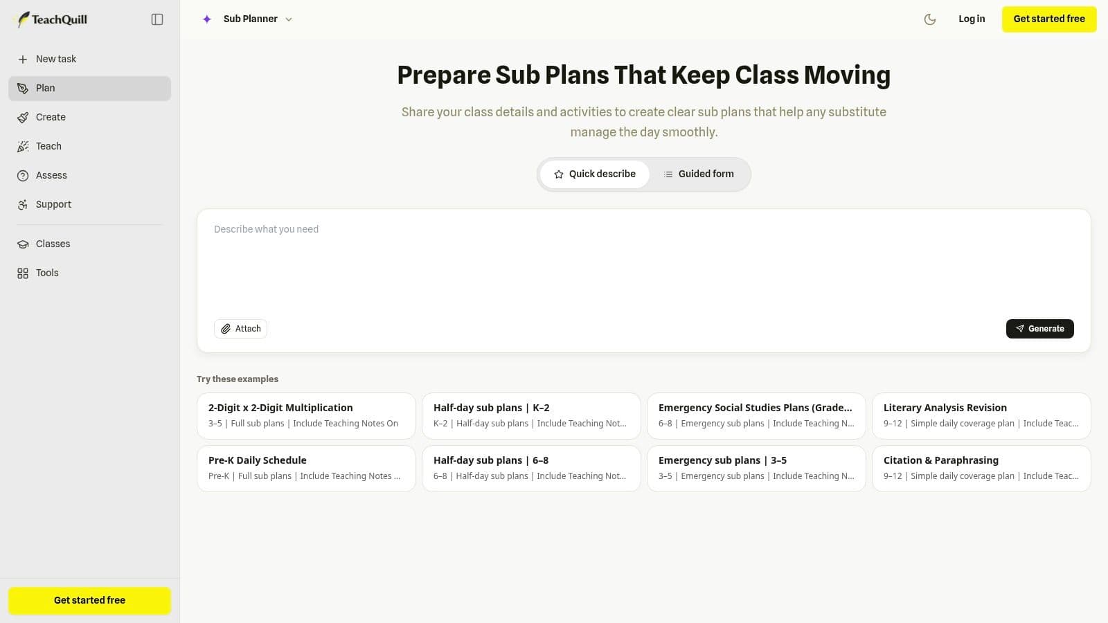 TeachQuill, Sub Planner