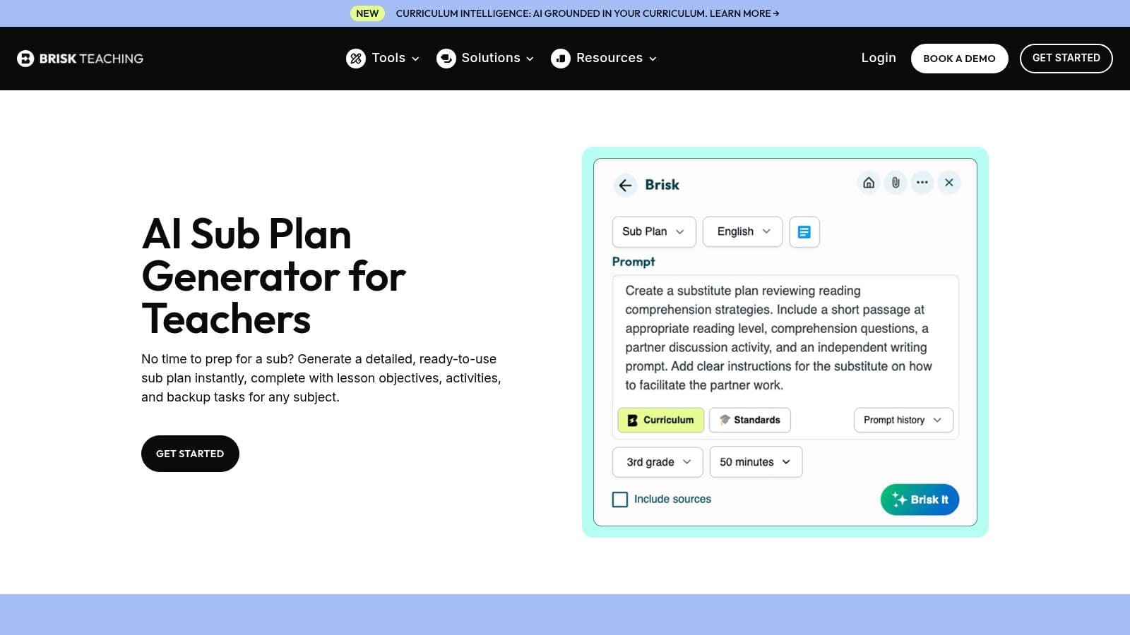 Brisk Teaching, AI Sub Plan Generator