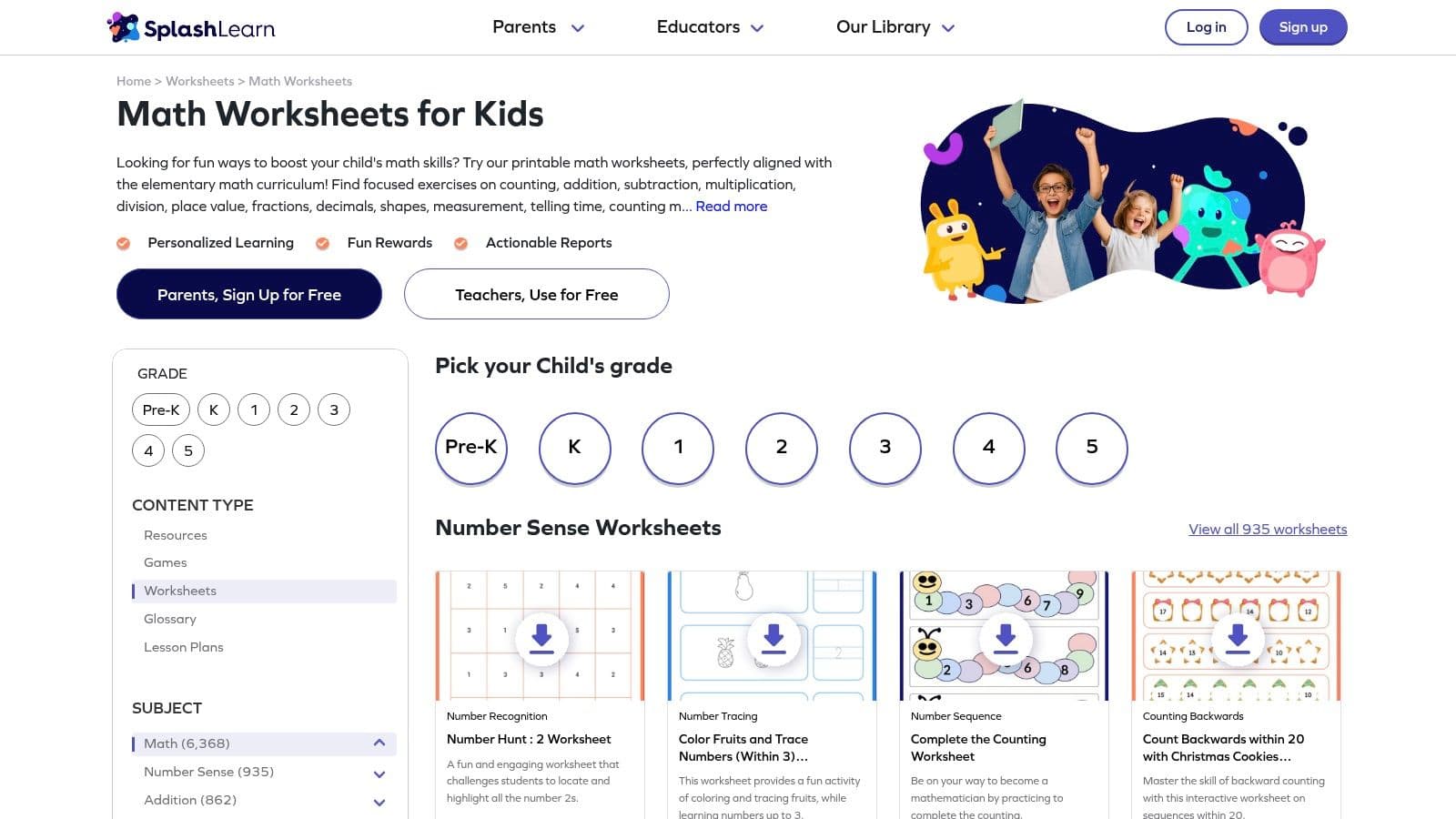 SplashLearn Worksheets