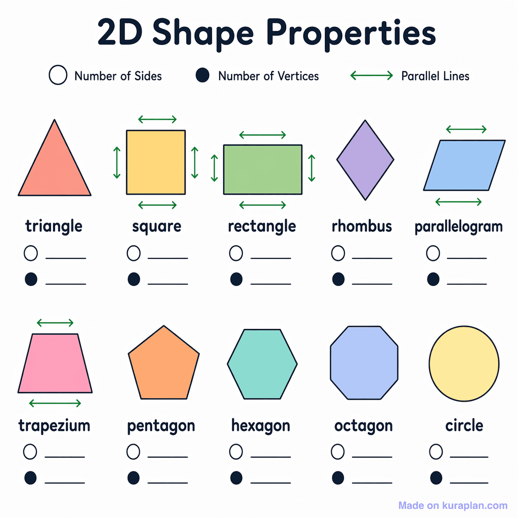 2D Shape Properties (simple, unlabeled)