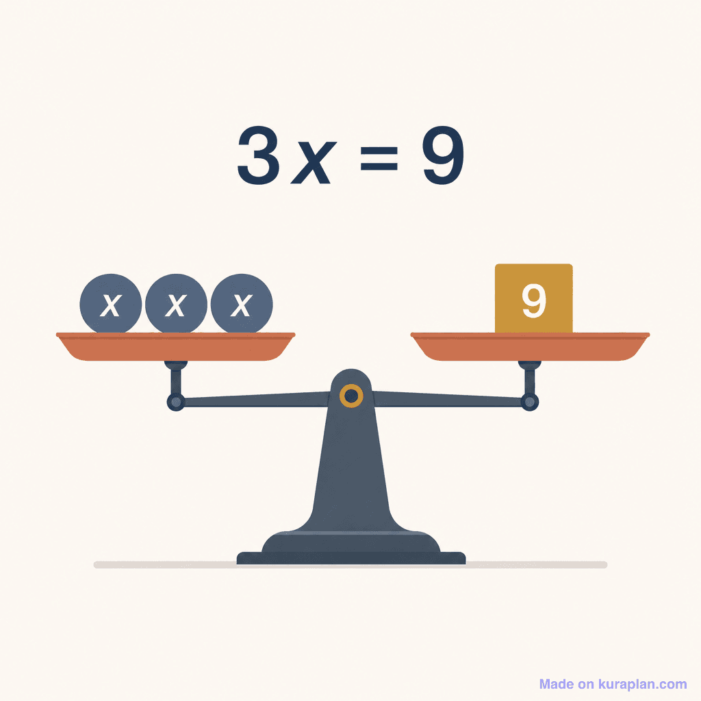 Algebraic balance scale 3x = 9