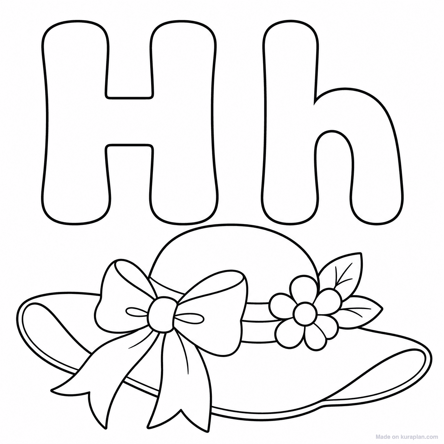 H is for Hat — Coloring Page