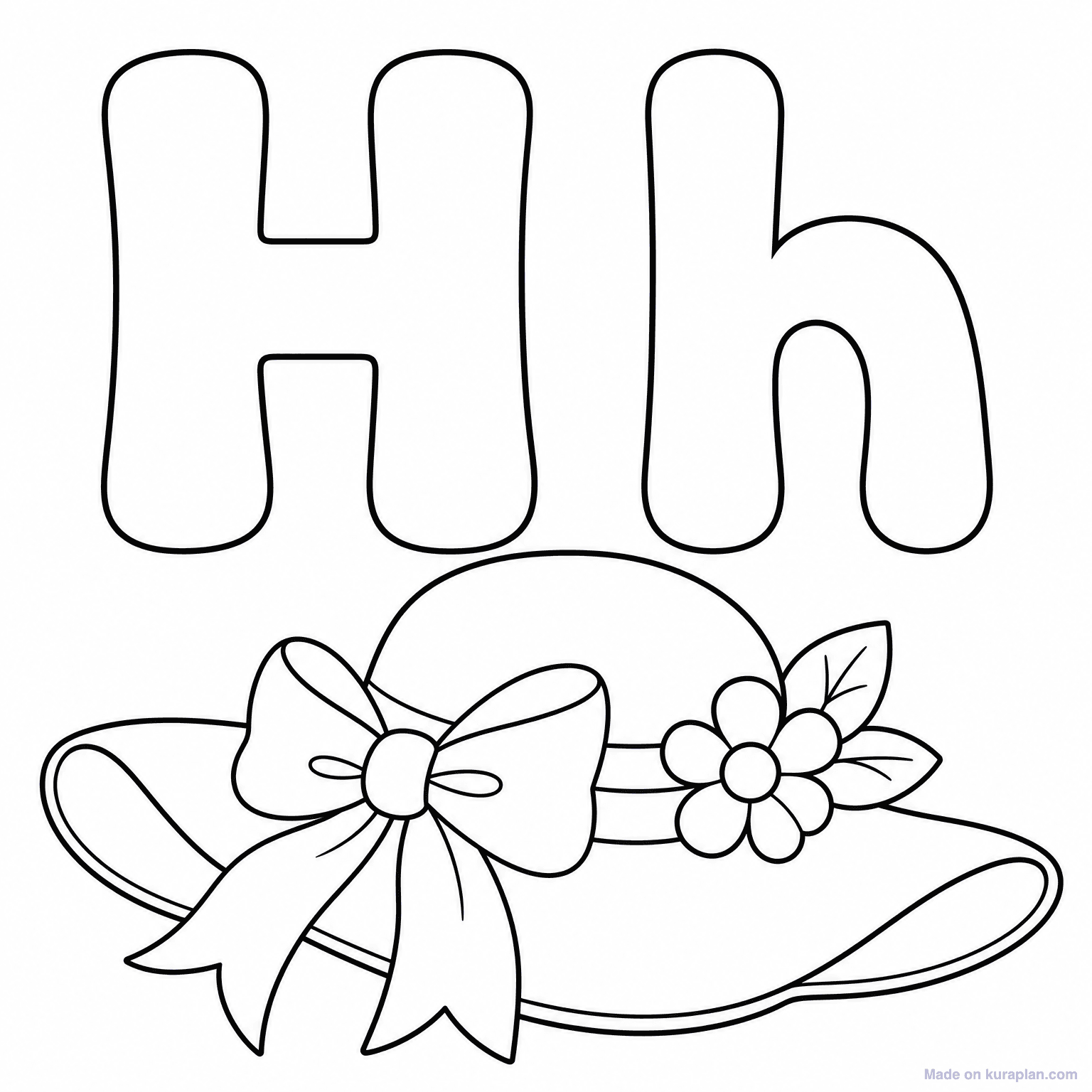 H is for Hat — Coloring Page