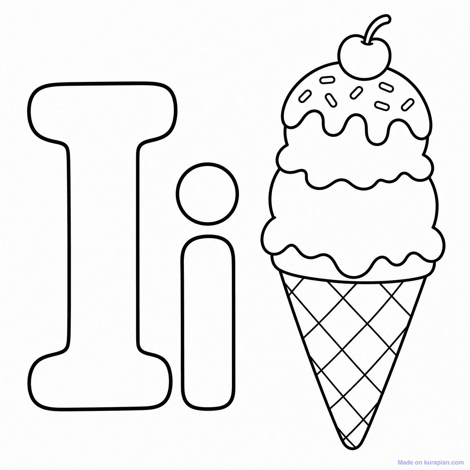 I is for Ice Cream — Coloring Page