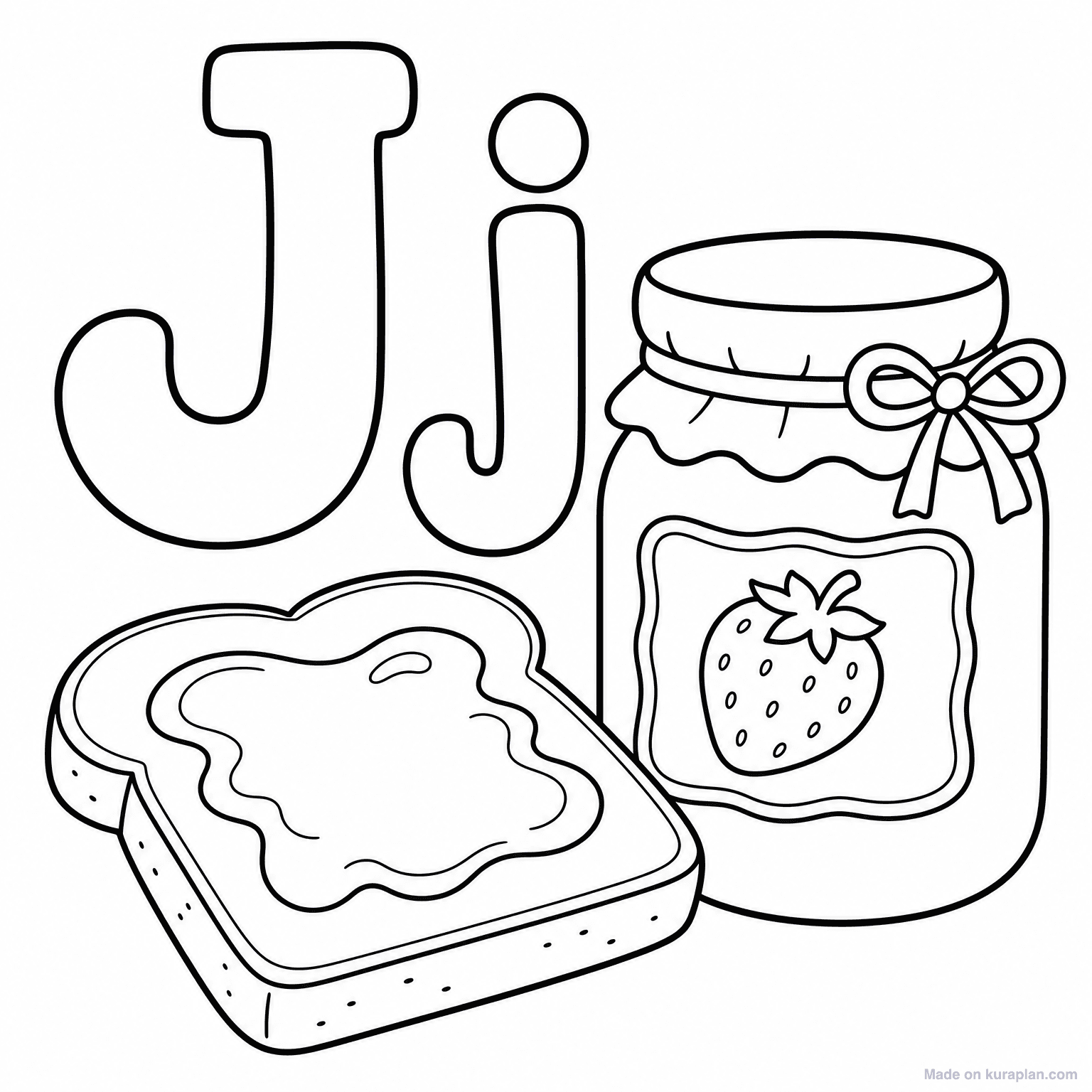 J is for Jam — Coloring Page