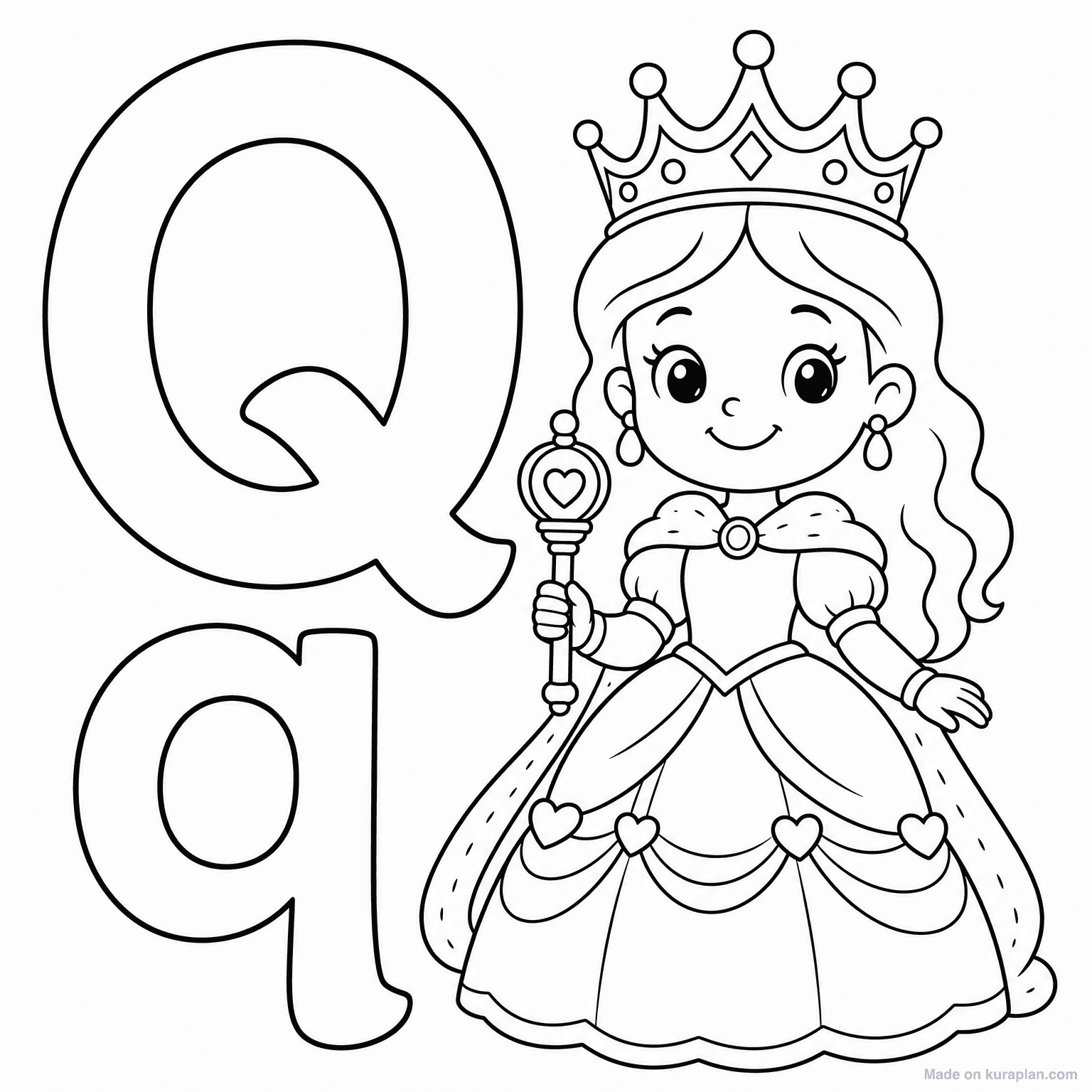 Q is for Queen — Coloring Page