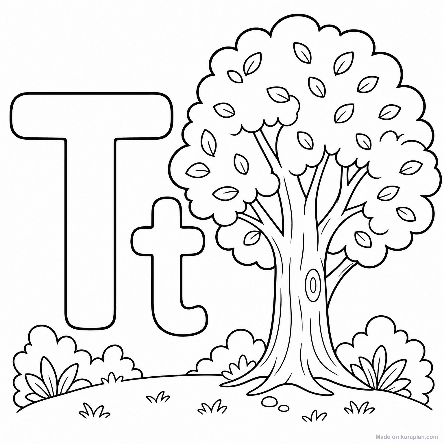 T is for Tree — Coloring Page