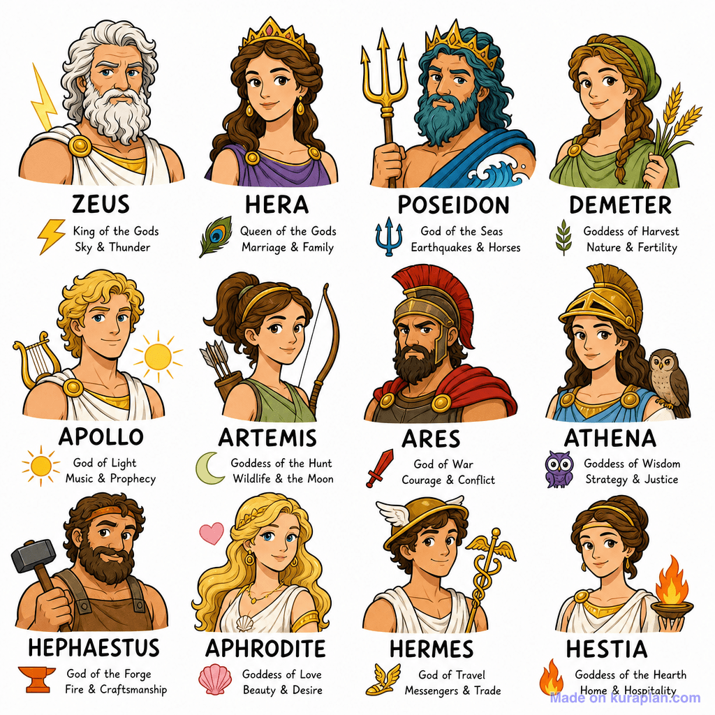 Ancient Greece Gods Portrait Grid