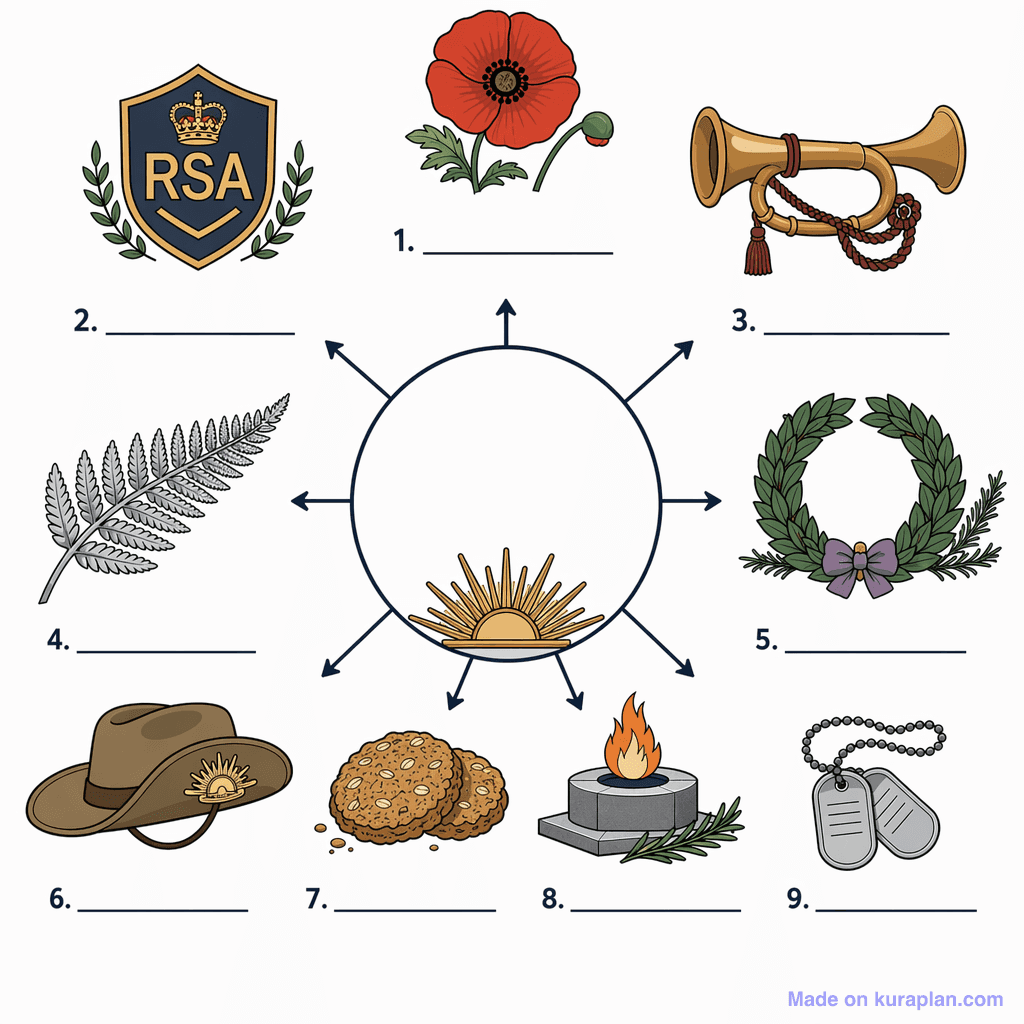 ANZAC Day Symbols (detailed, unlabeled)