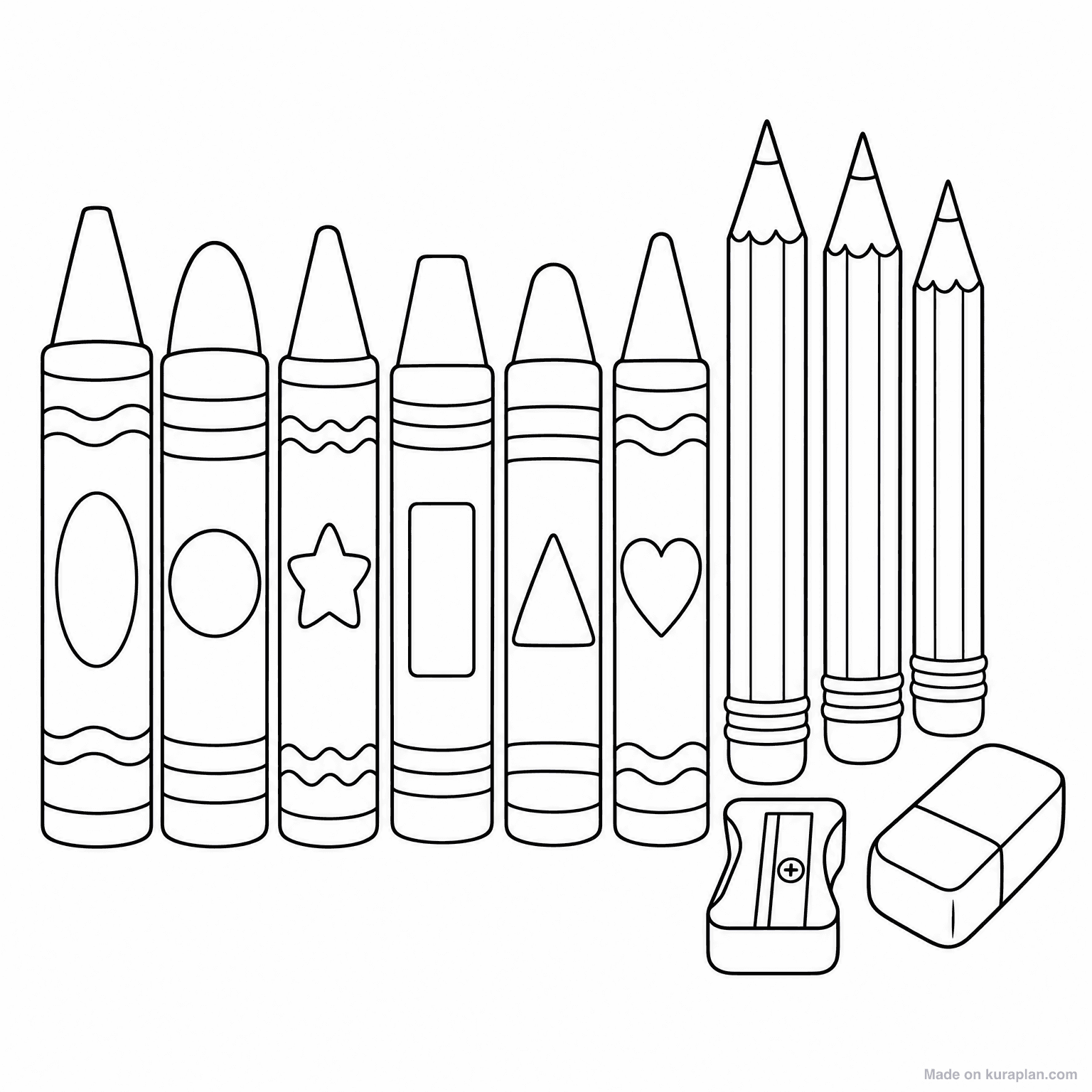 Crayons and Pencils — Coloring Page
