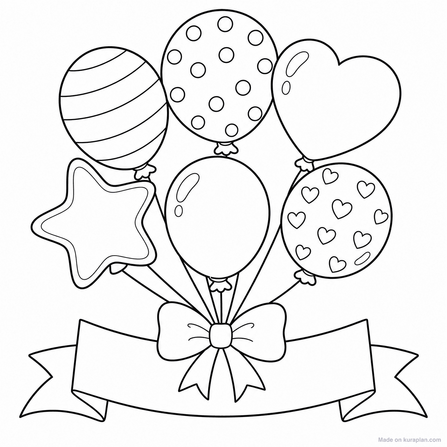 Birthday Balloon Bunch — Coloring Page
