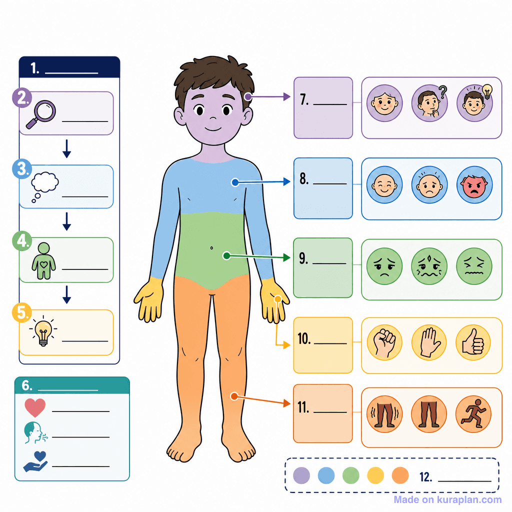 Body Feelings Zones Diagram (detailed, unlabeled)