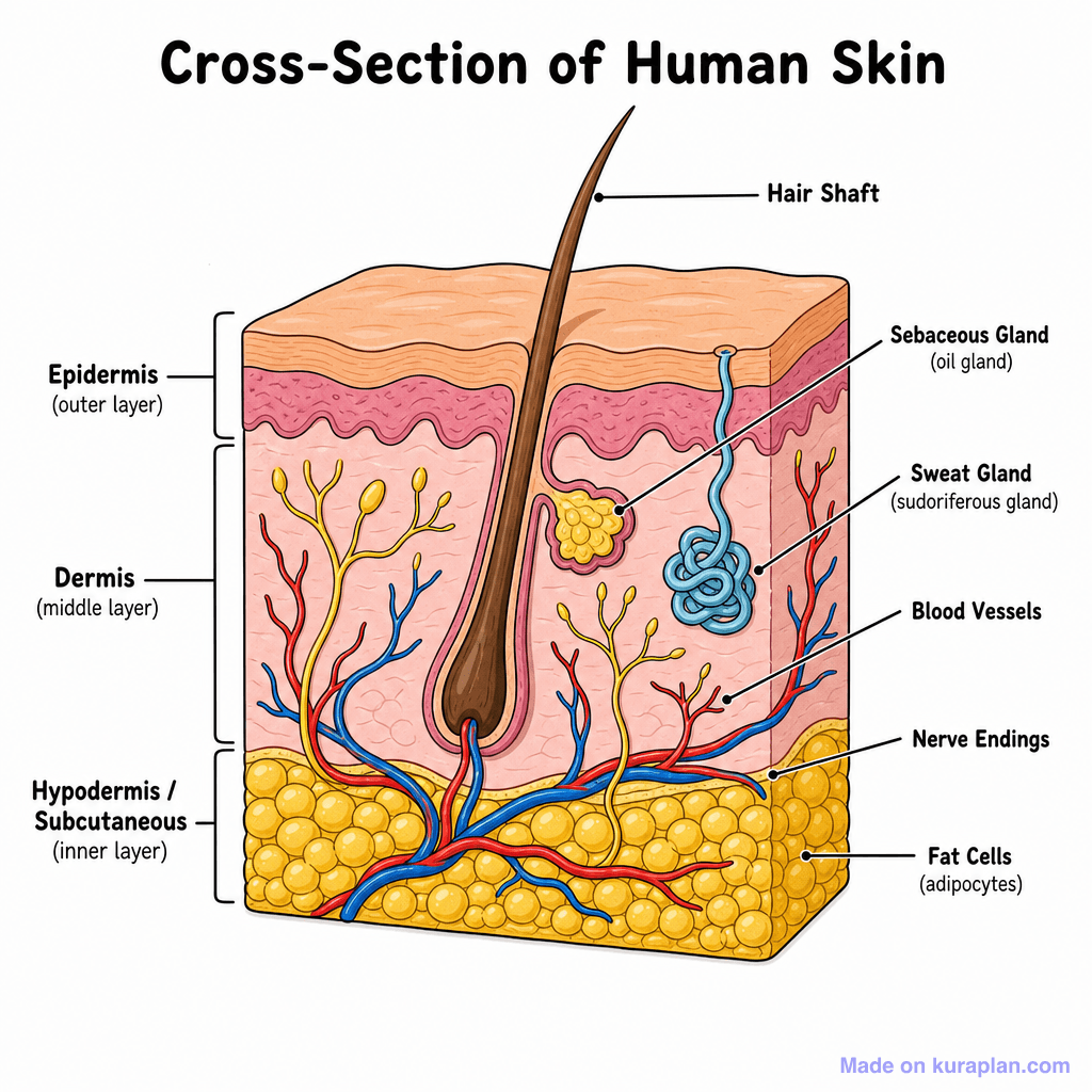 Integumentary System Diagram (Skin Cross-section)