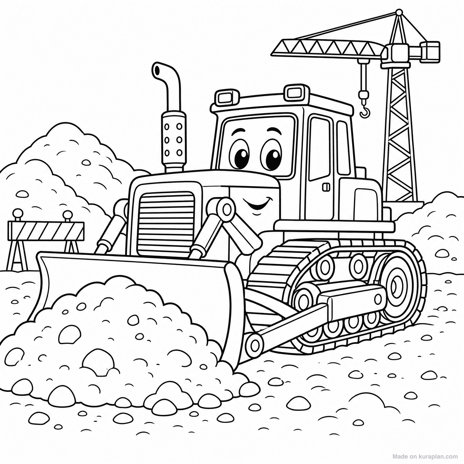 Bulldozer Pushing Dirt — Coloring Page