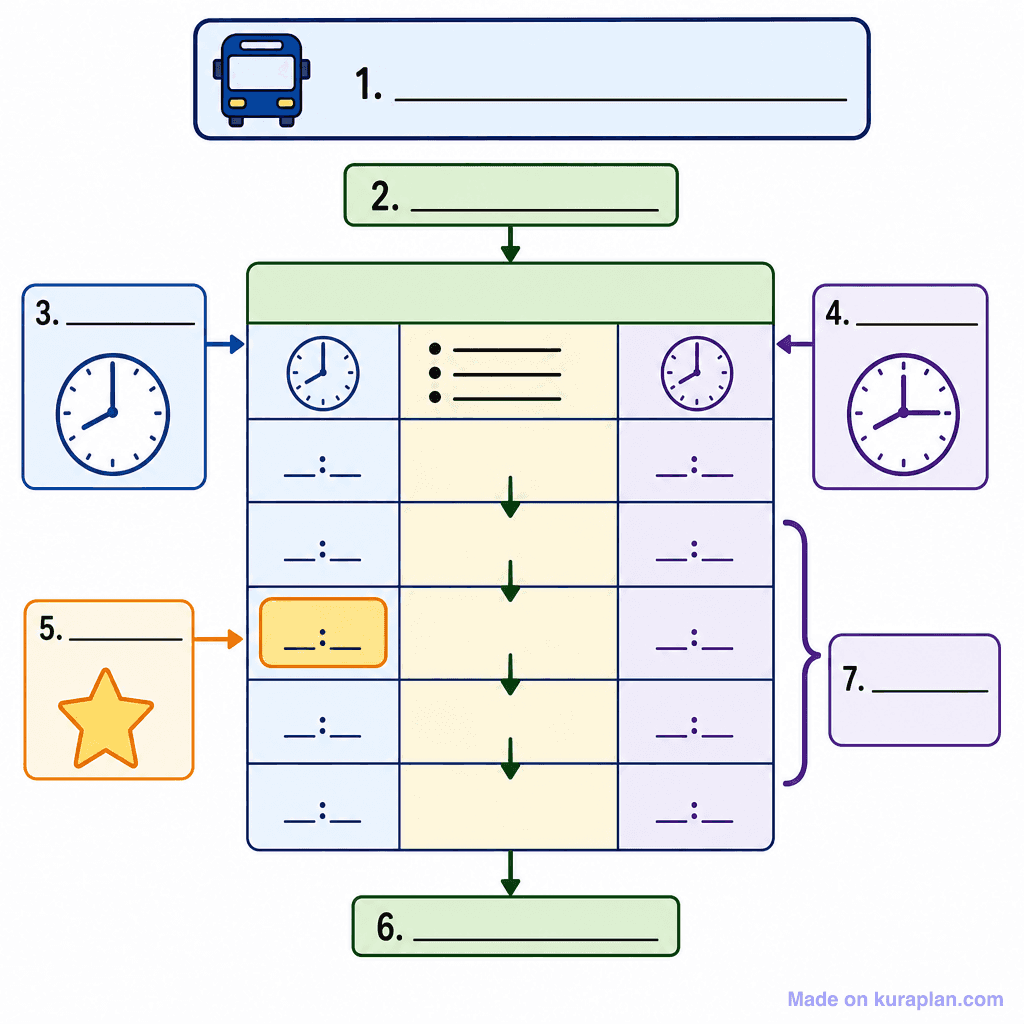 Reading a Bus Timetable (simple, unlabeled)