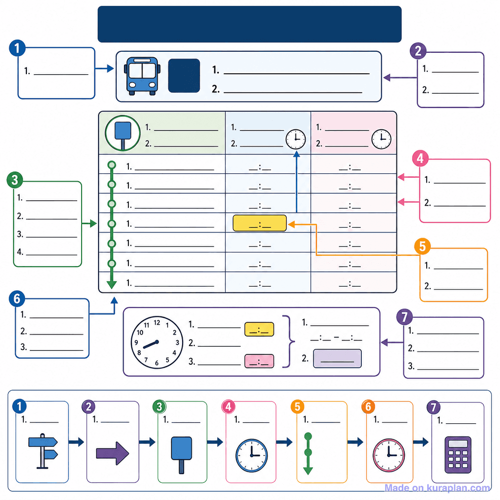 Reading a Bus Timetable (detailed, unlabeled)
