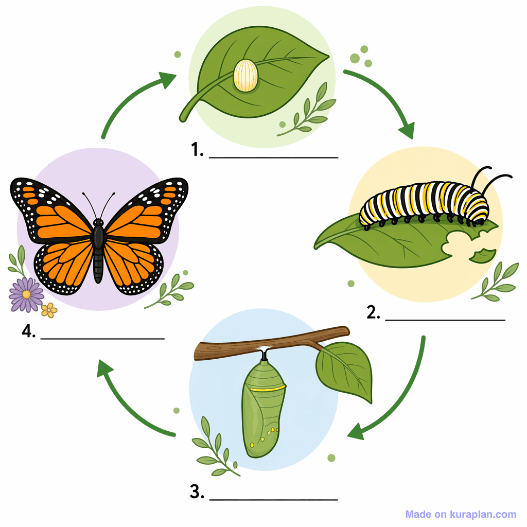 Butterfly Life Cycle (detailed, unlabeled)