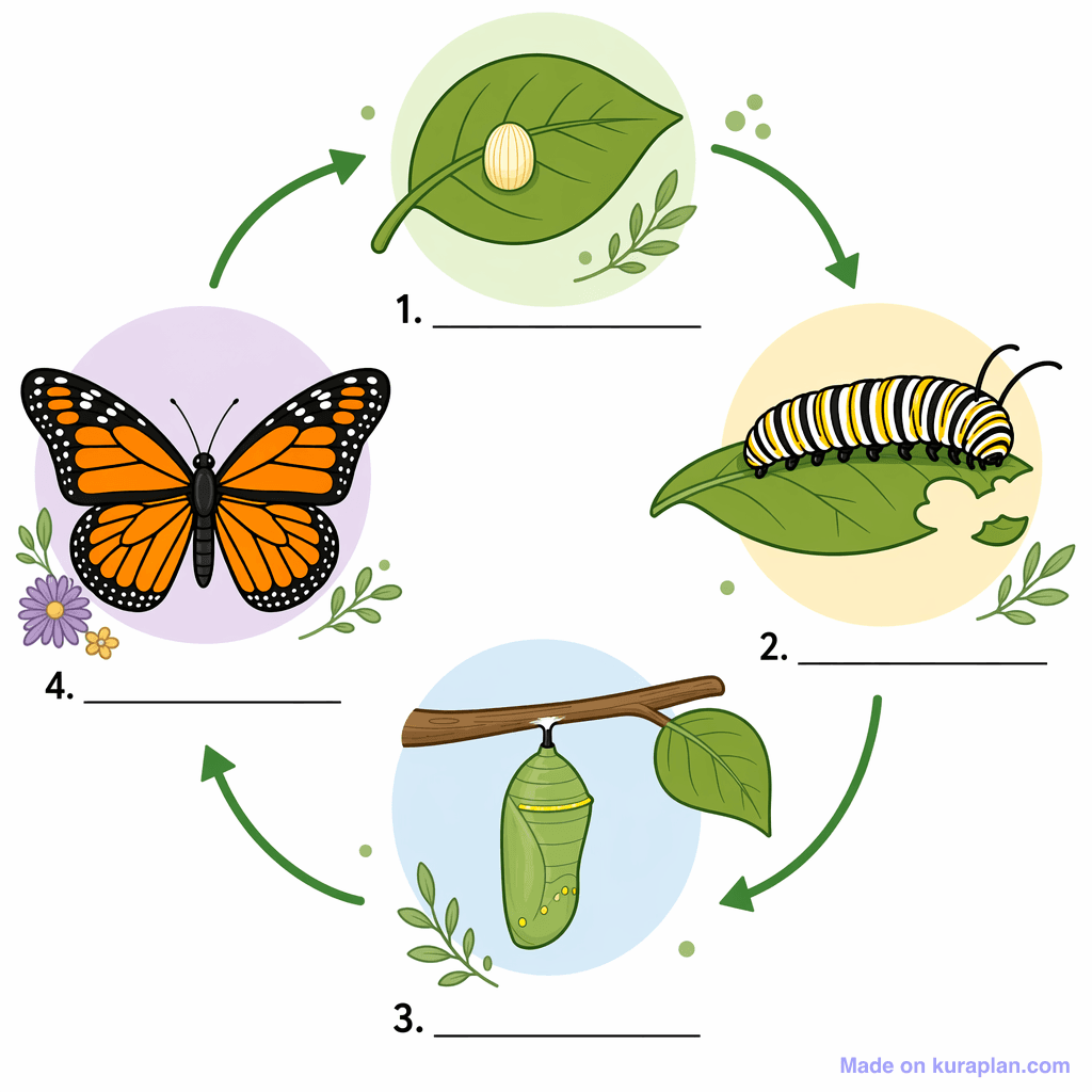 Butterfly Life Cycle (detailed, unlabeled)