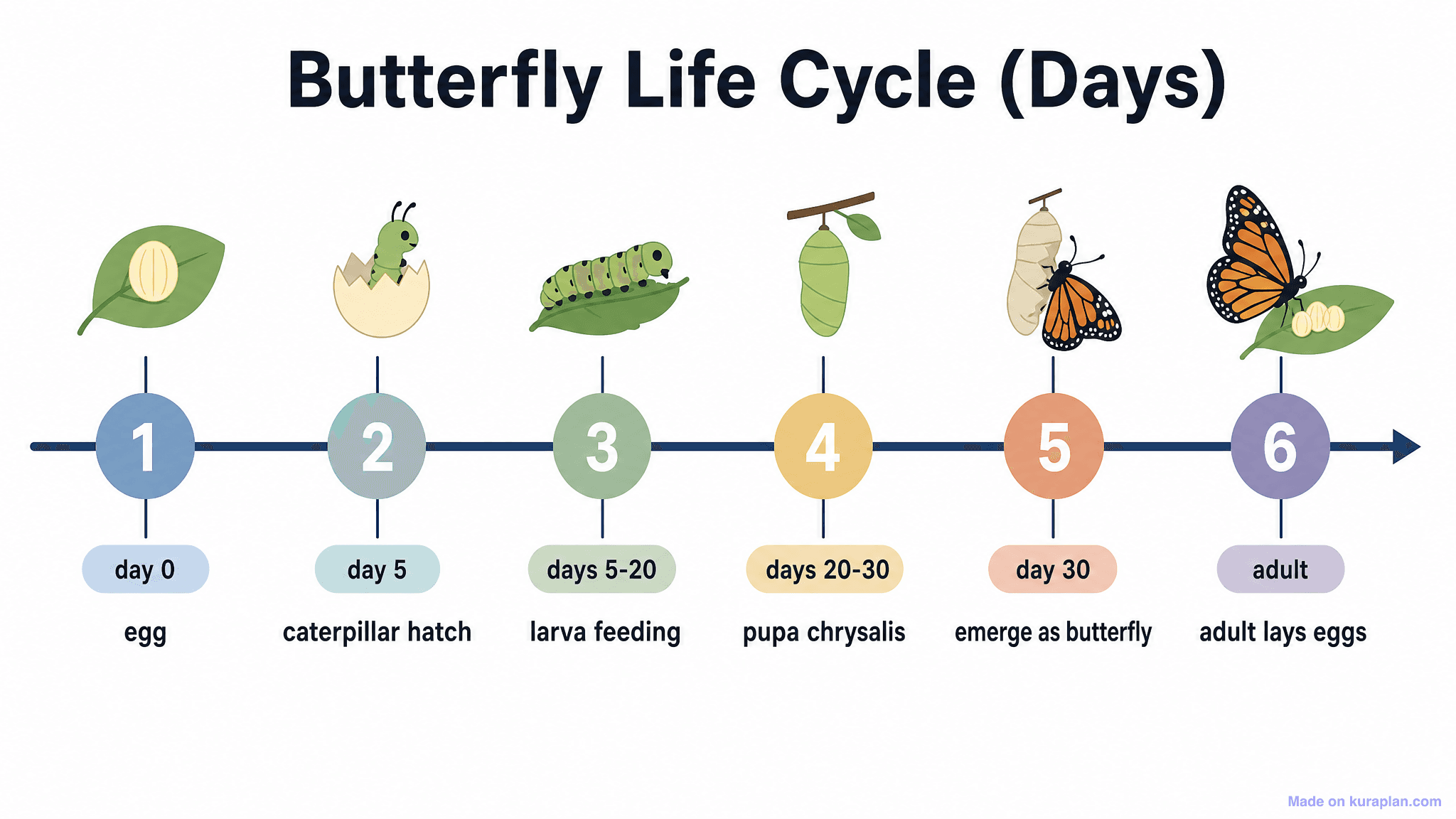Butterfly Life Cycle (Days) Timeline