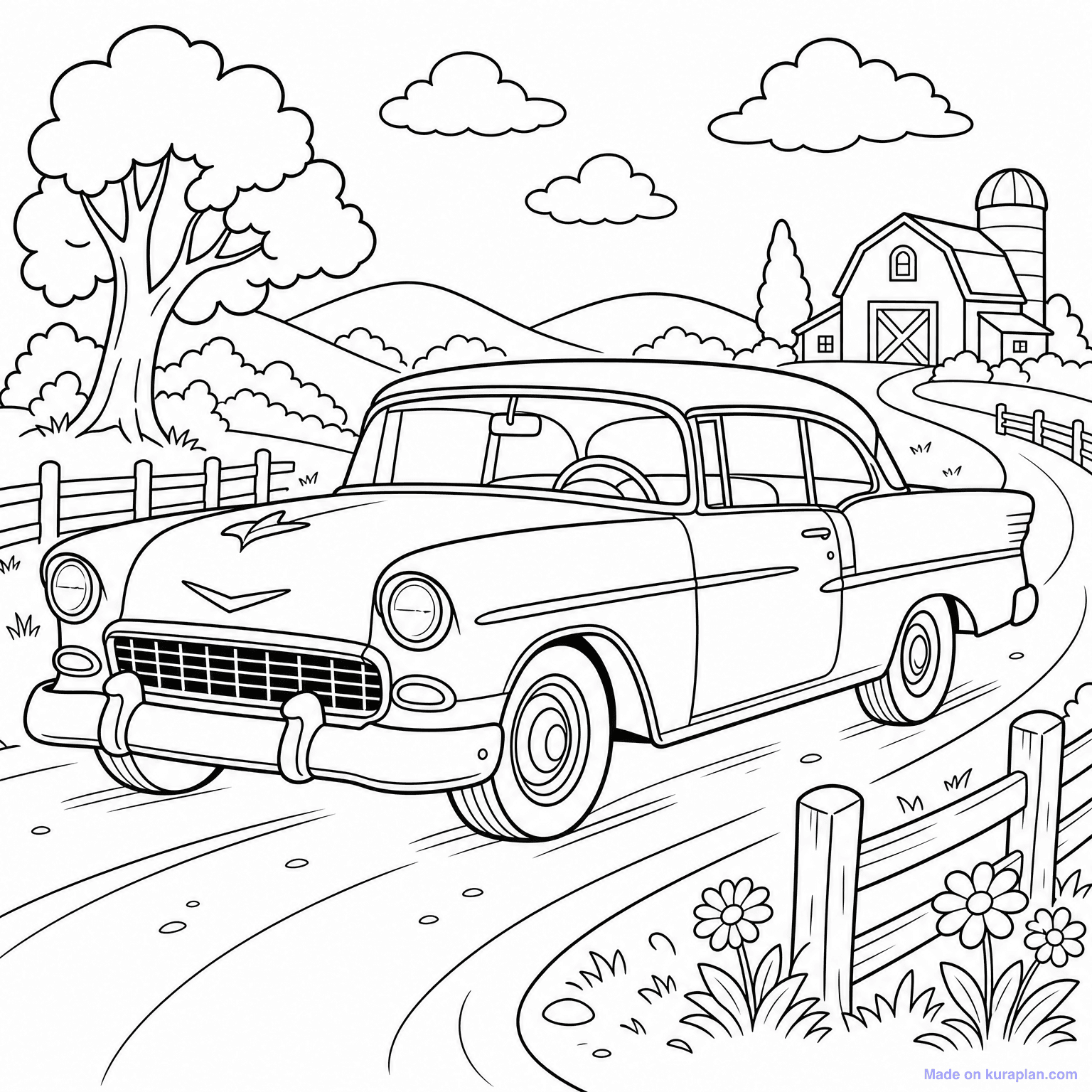 Classic Vintage Car — Coloring Page
