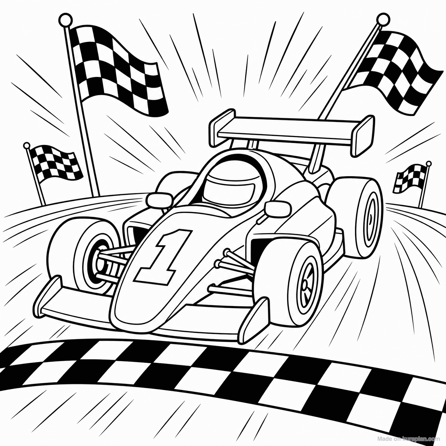 Race Car #1 — Coloring Page
