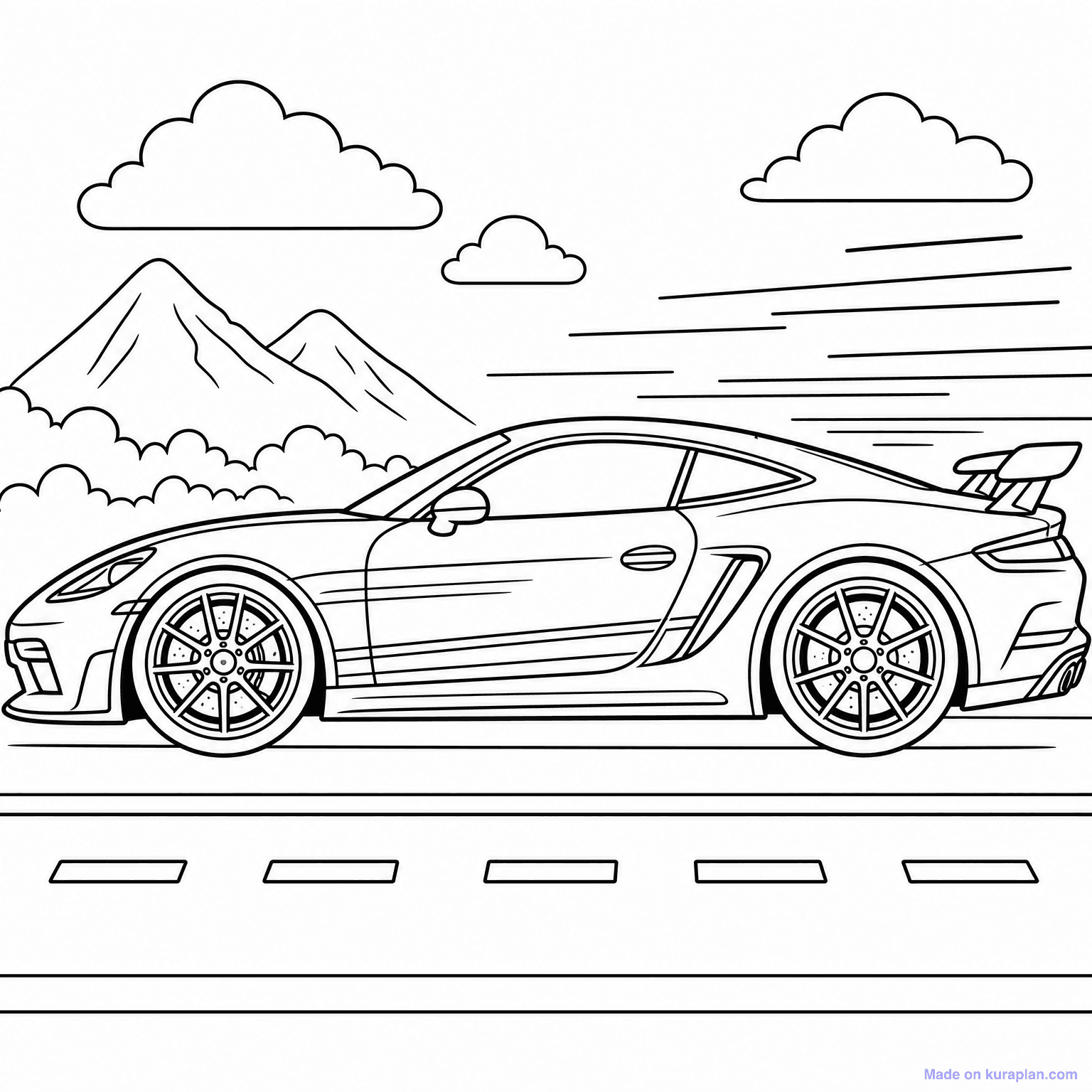Sports Car — Coloring Page