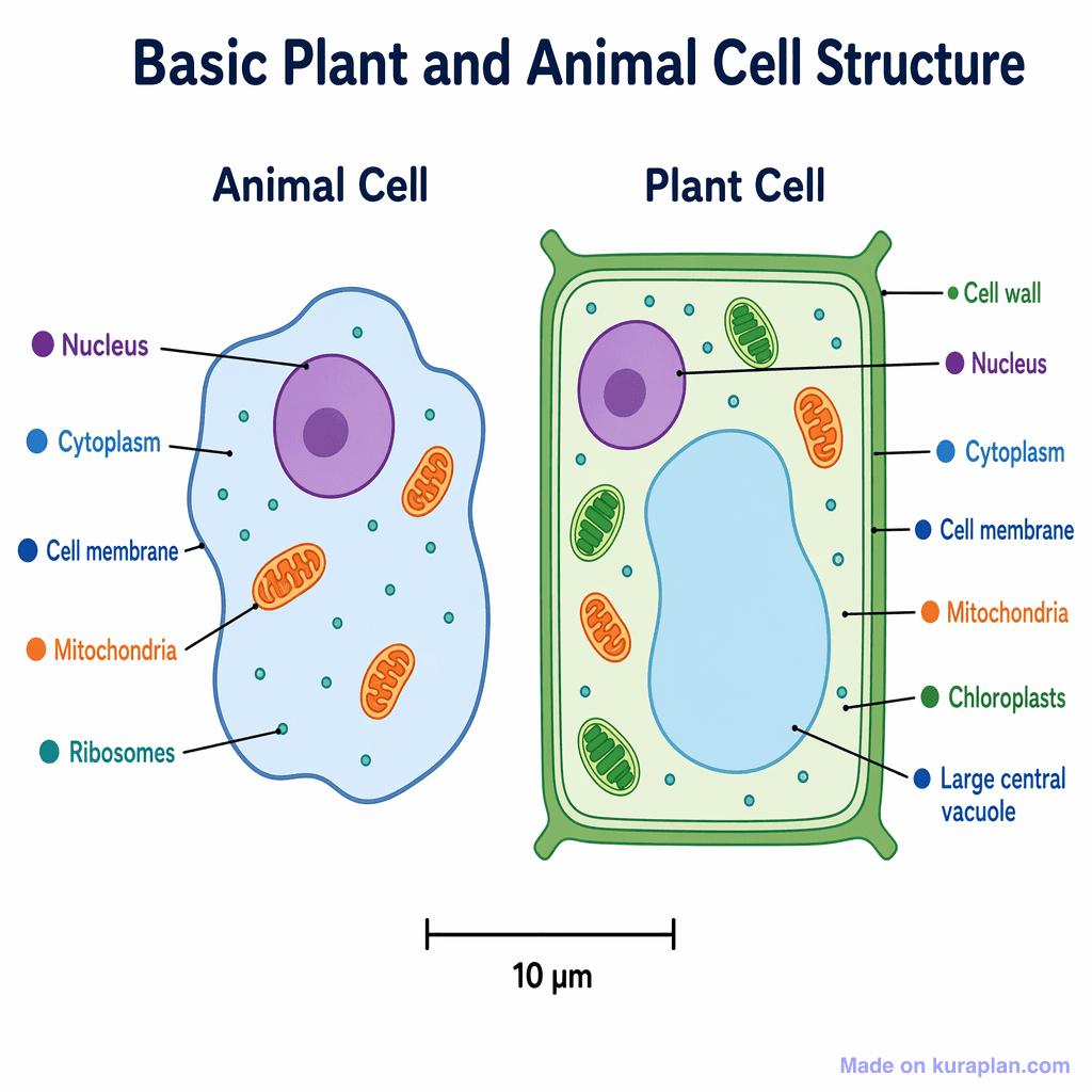 Basic Plant and Animal Cell Structure (simple)