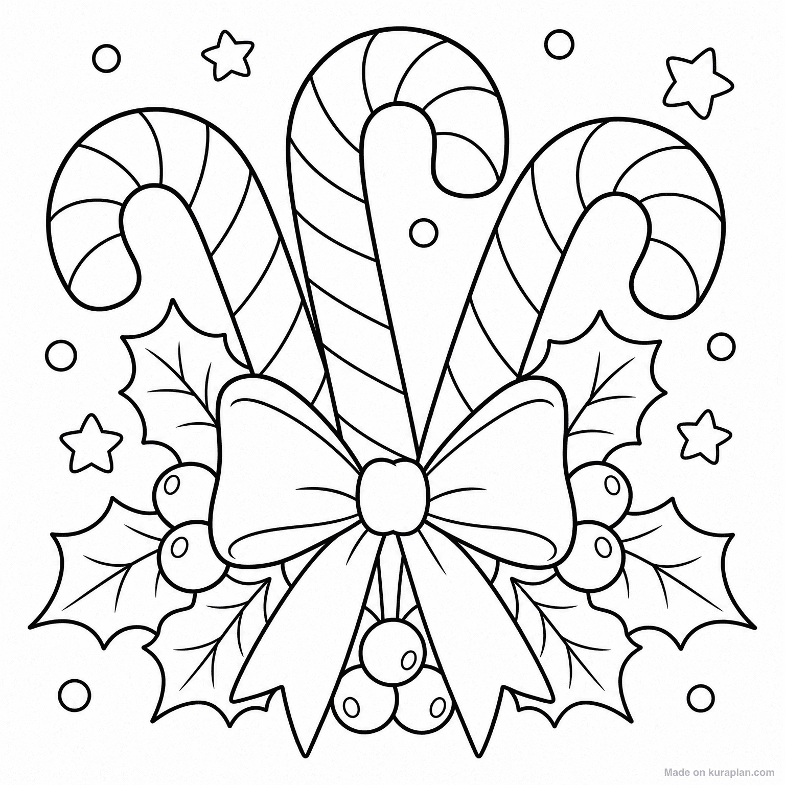 Candy Canes with Ribbon — Coloring Page