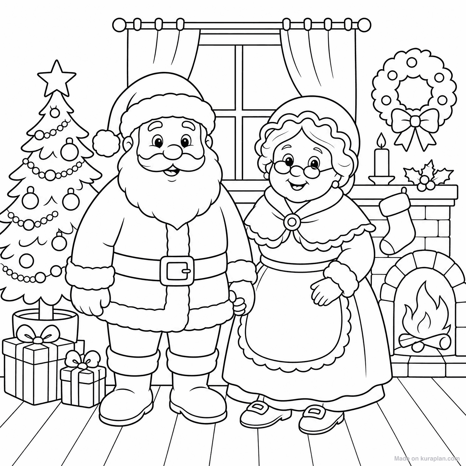 Mr and Mrs Claus — Coloring Page