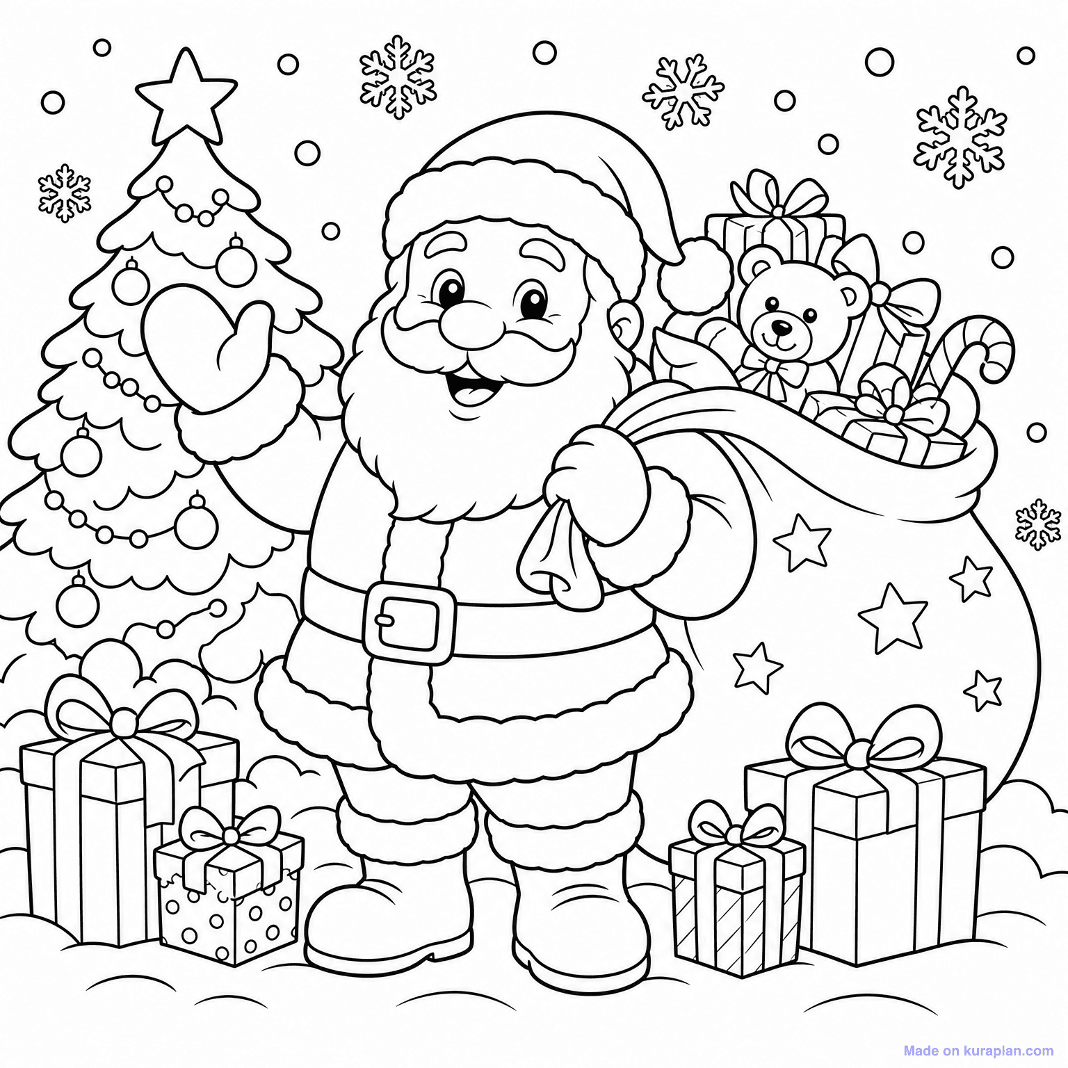 Santa Claus with Sack of Gifts — Coloring Page