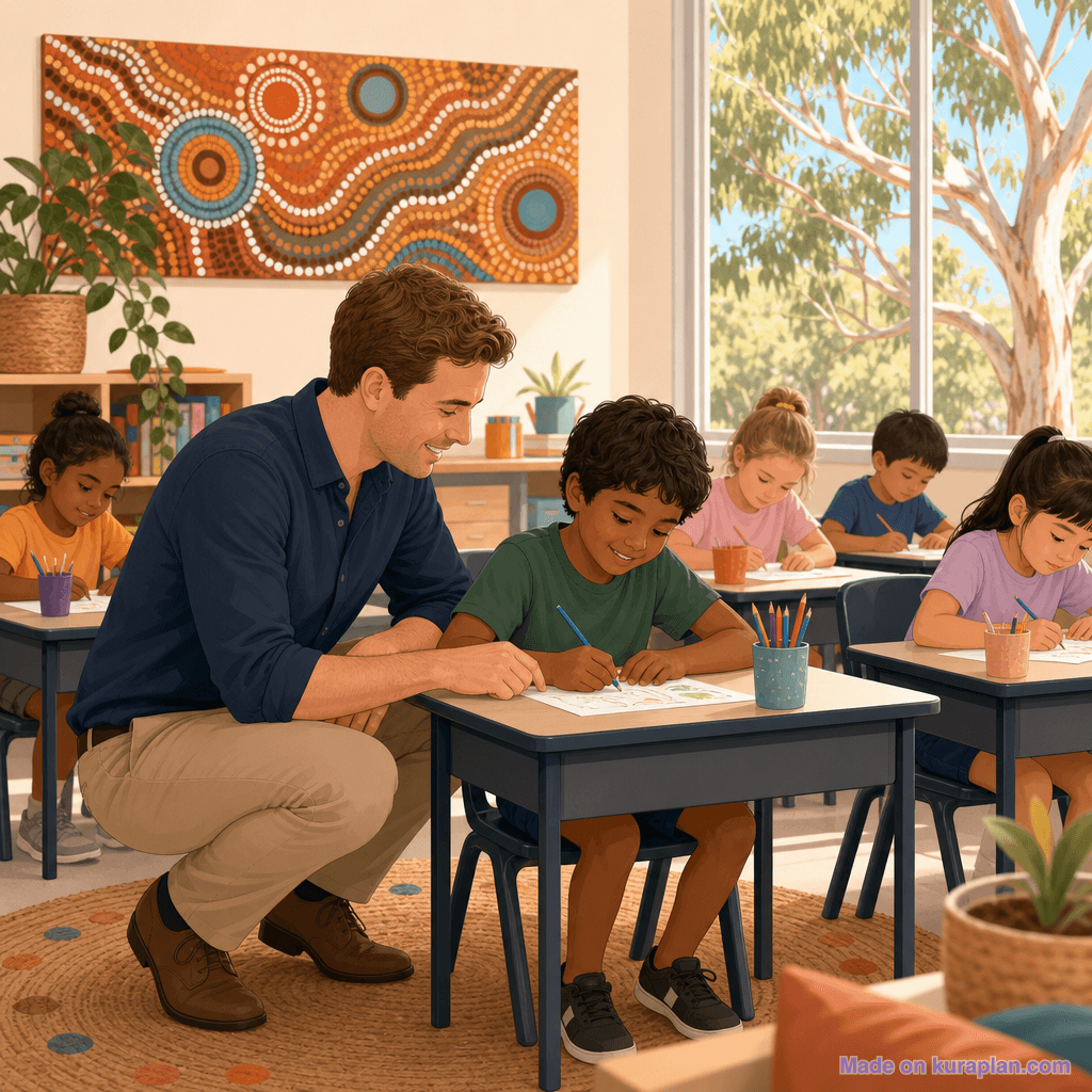 Australian Year 3 primary classroom, male teacher (square)