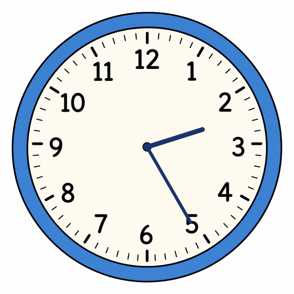 Clock Face — 2:25 (Twenty-Five Past 2)