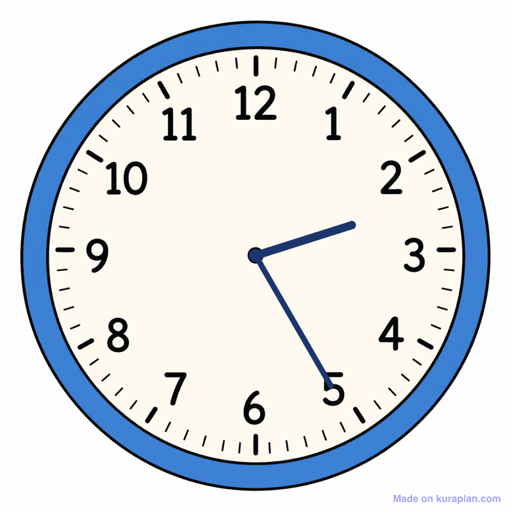 Clock Face — 2:25 (Twenty-Five Past 2)