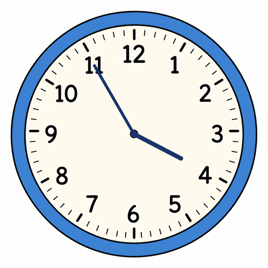 Clock Face — 3:55 (Five To 4)