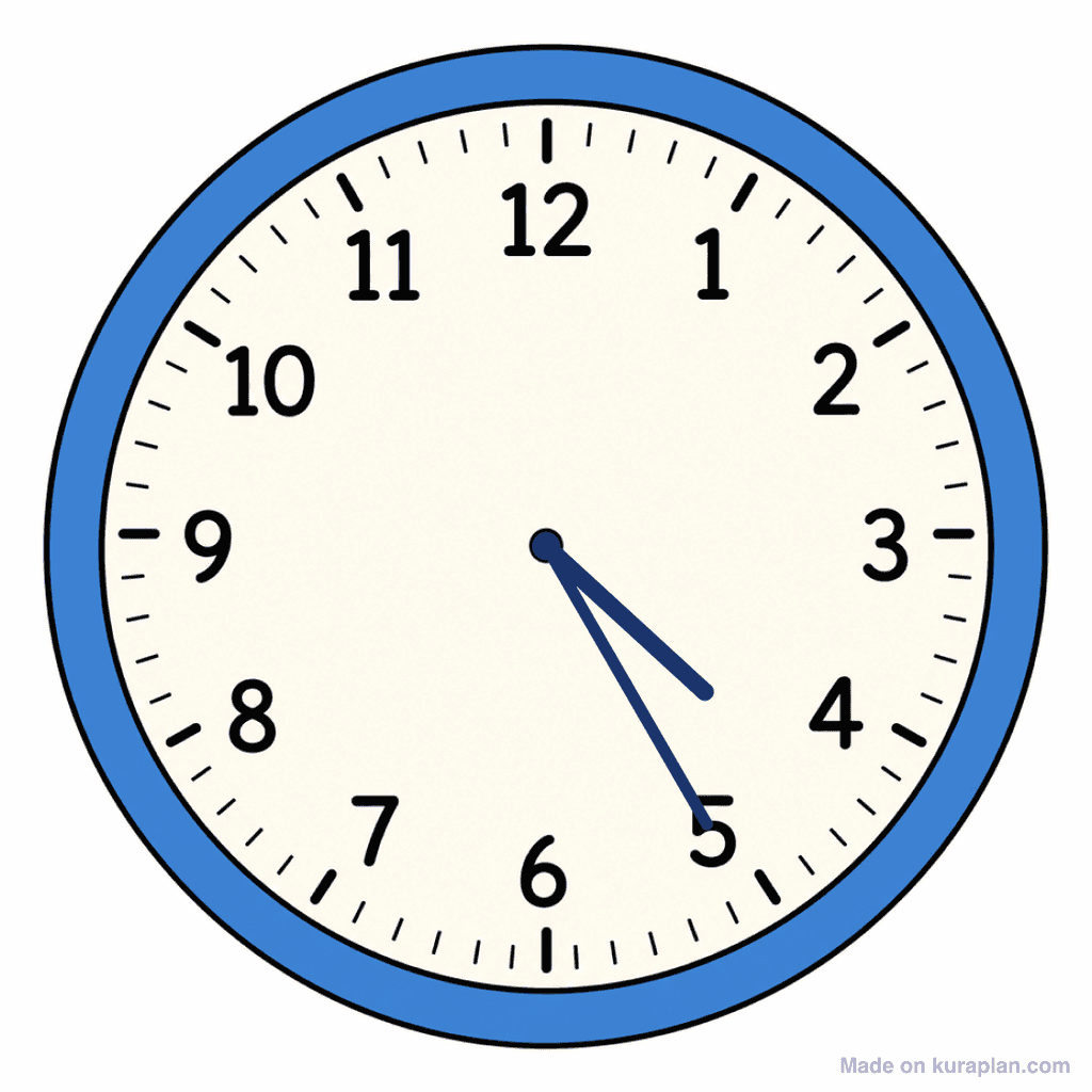 Clock Face — 4:25 (Twenty-Five Past 4)