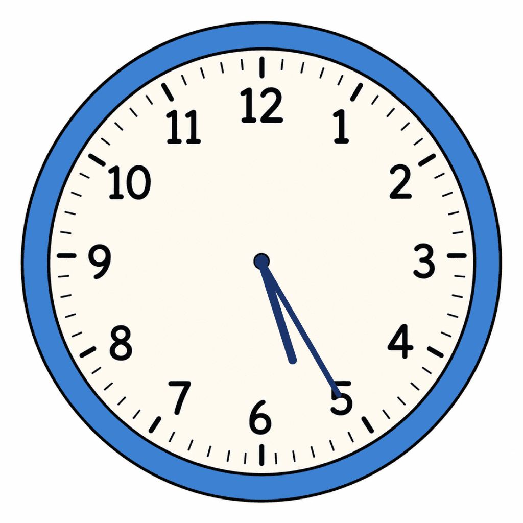 Clock Face — 5:25 (Twenty-Five Past 5)
