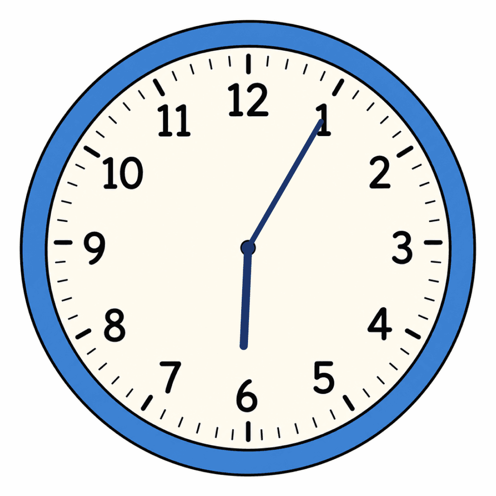 Clock Face — 6:05 (Five Past 6)