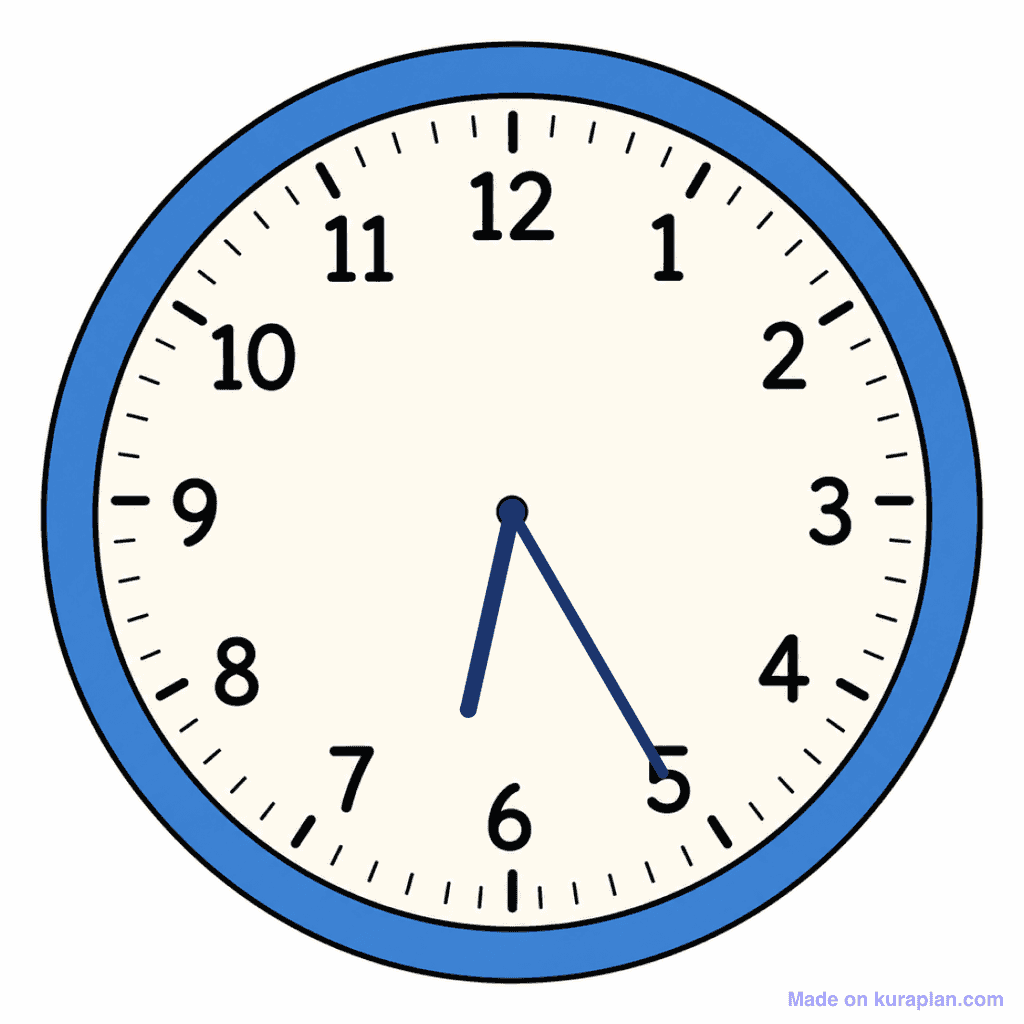 Clock Face — 6:25 (Twenty-Five Past 6)