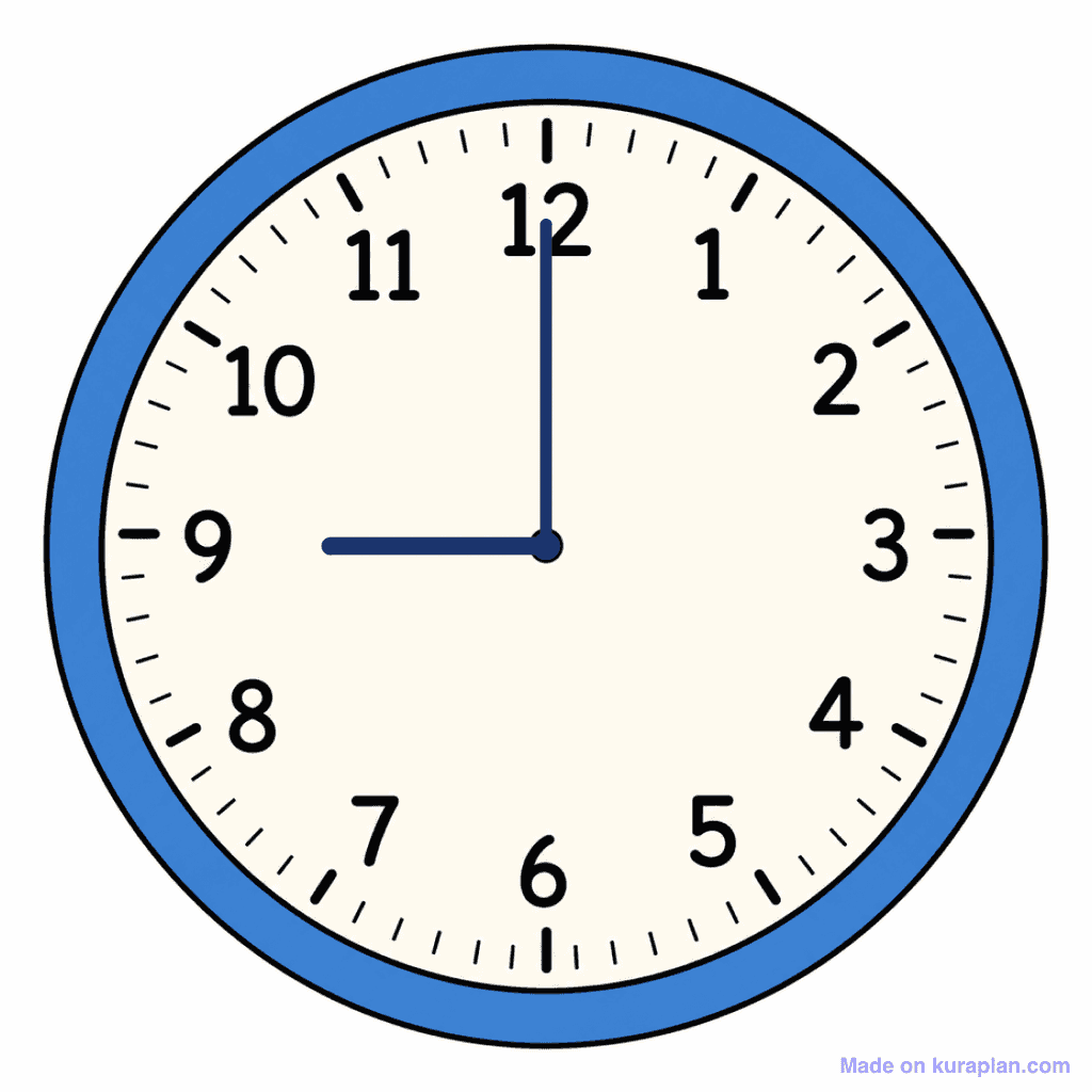 Clock Face — 9:00 (9 O'Clock)