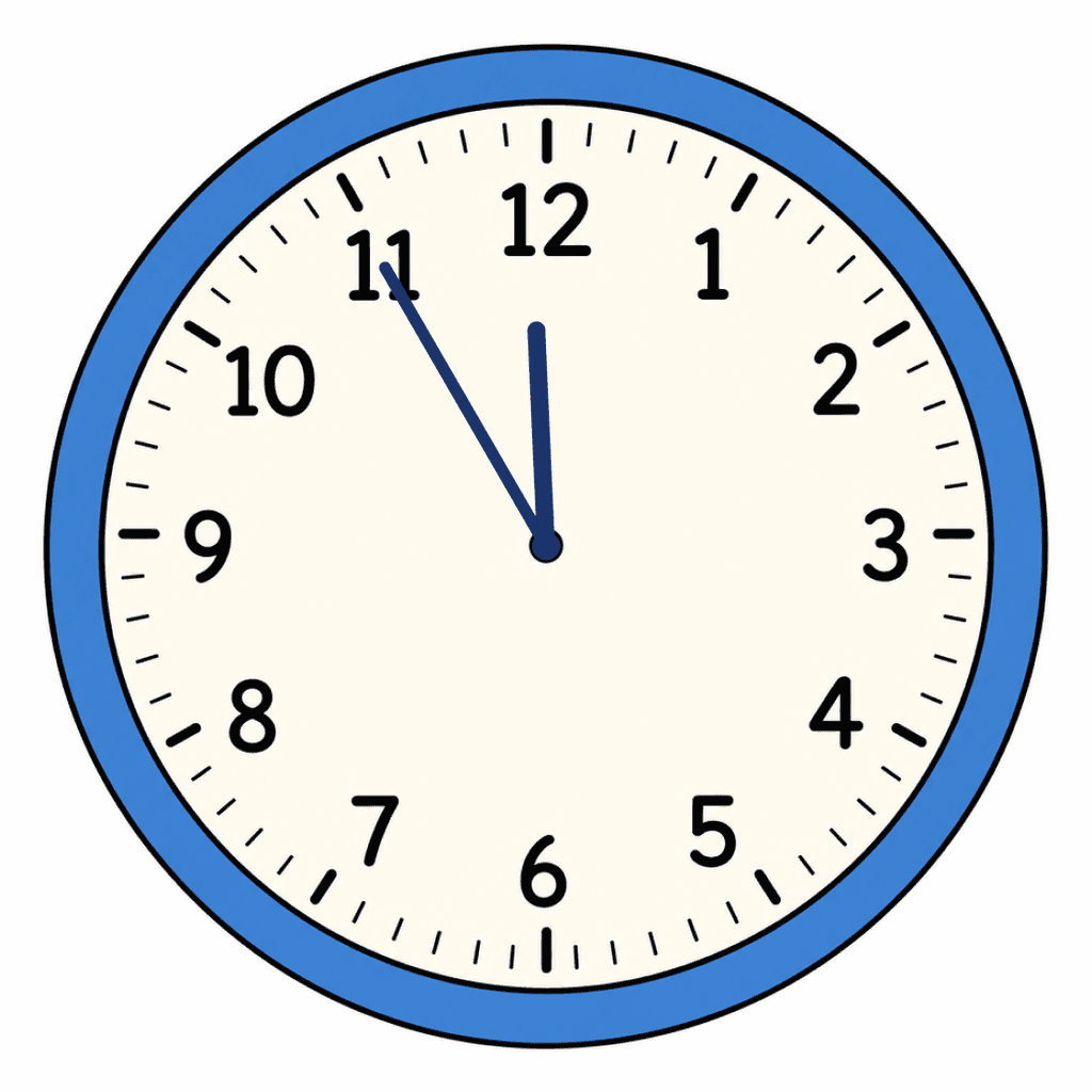 Clock Face — 11:55 (Five To 12)