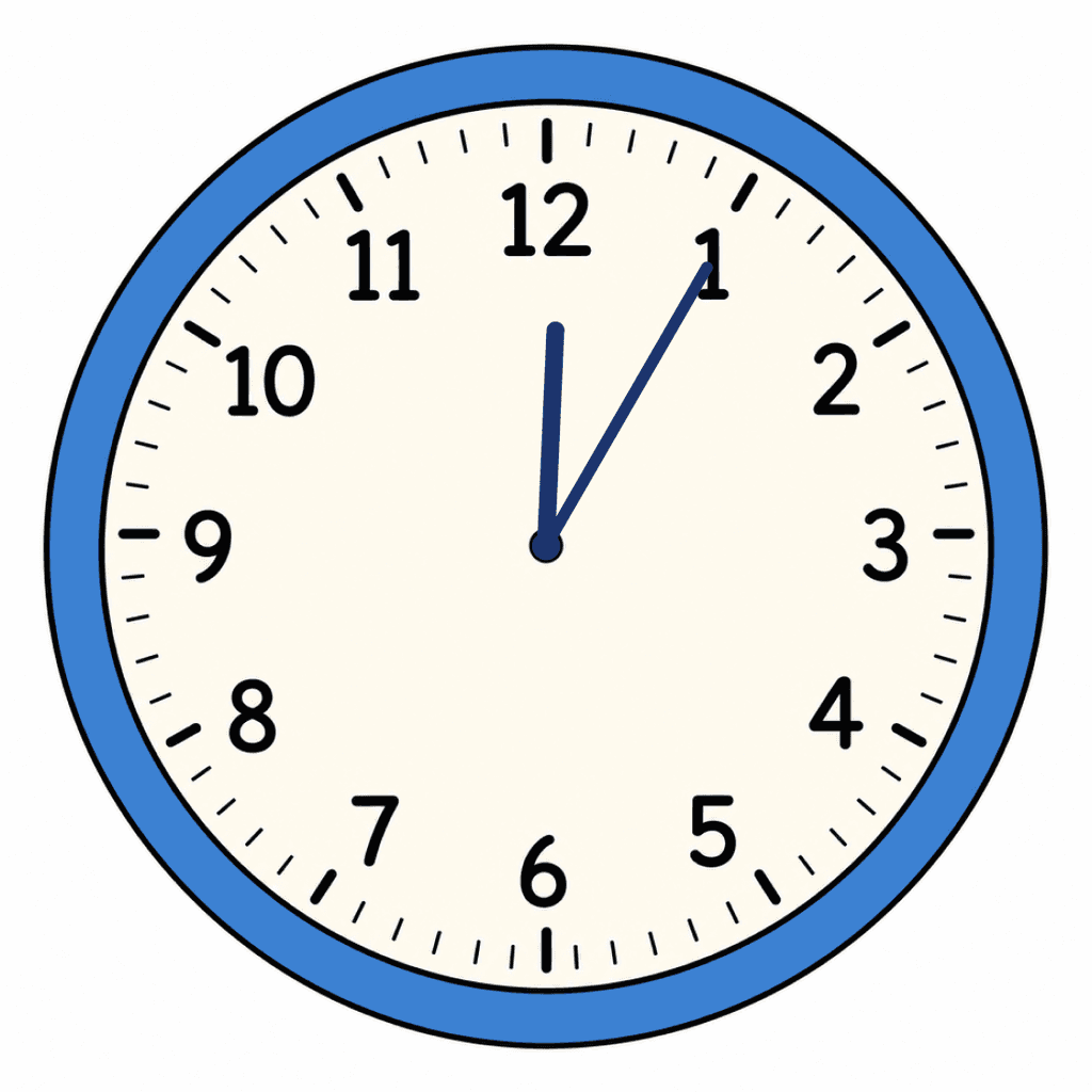 Clock Face — 12:05 (Five Past 12)