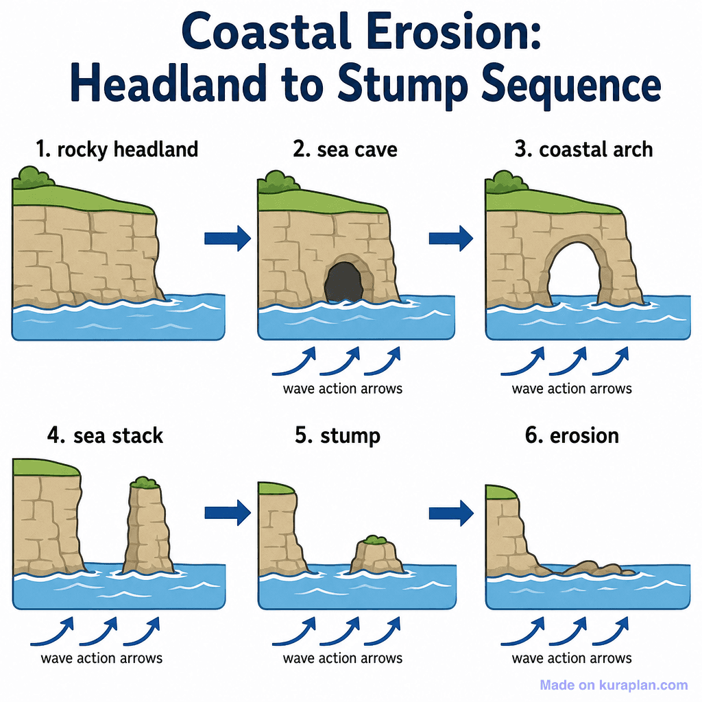 Coastal Erosion: Headland to Stump Sequence (simple)
